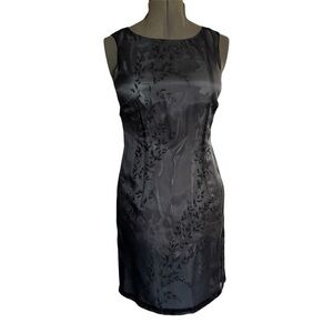 Vtg Iridescent Floral Mesh Mini Dress Sz M BlK Y2K 90s Party Dress Holiday Dress